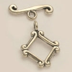 Sterling Silver Oxidized Diamond Toggle 19mm