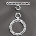 Sterling Silver Toggle with Ribbed detail 15mm