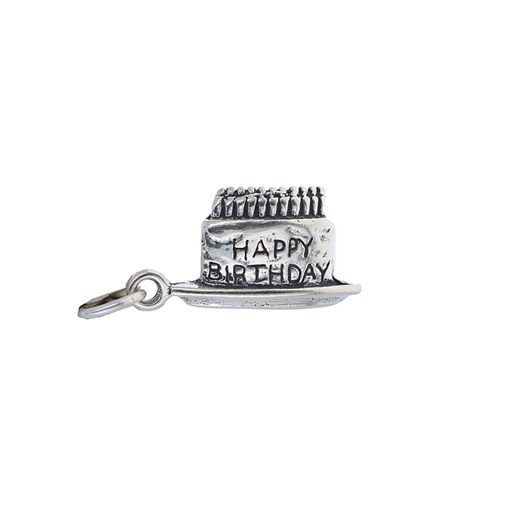Happy Birthday Cake Charm Sterling Silver