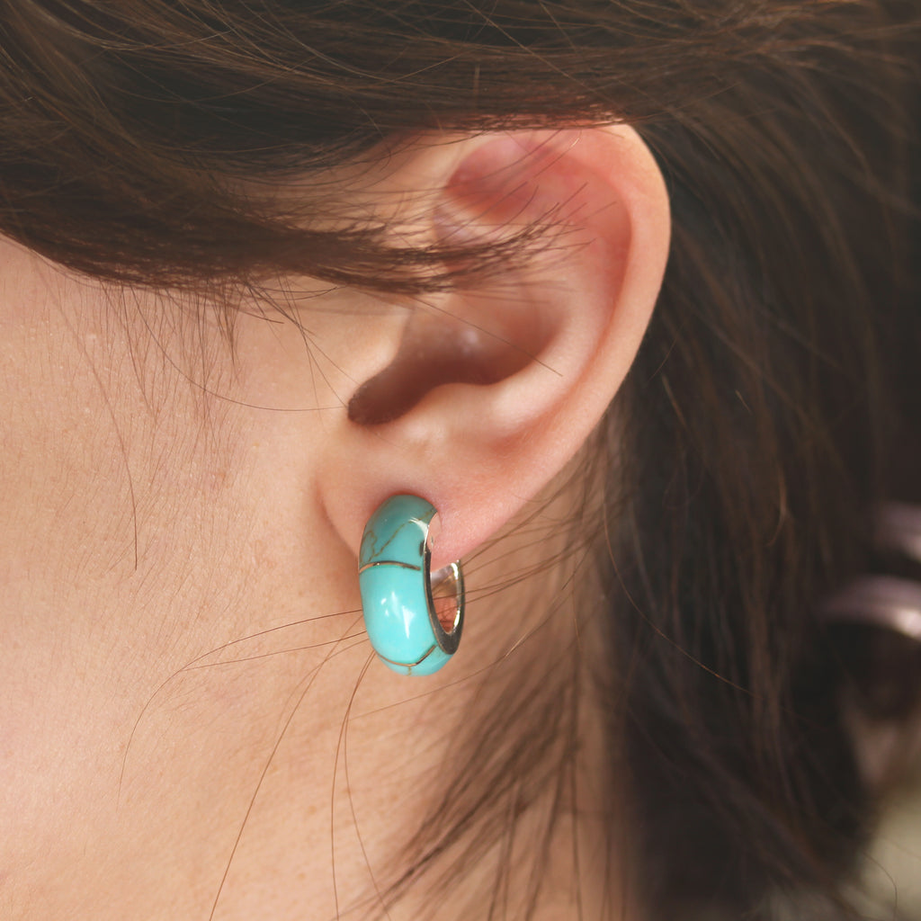 Turquoise Howlite Hoops