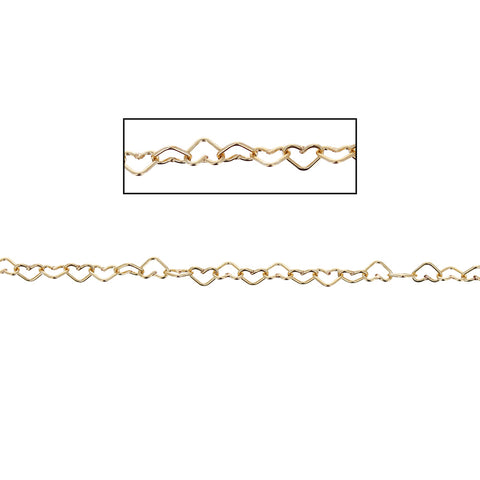 Gold Filled Mini Heart Chain 4mm x 2.8mm