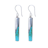 Silver and Turquoise Bar Earrings