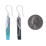 Silver and Turquoise Bar Earrings
