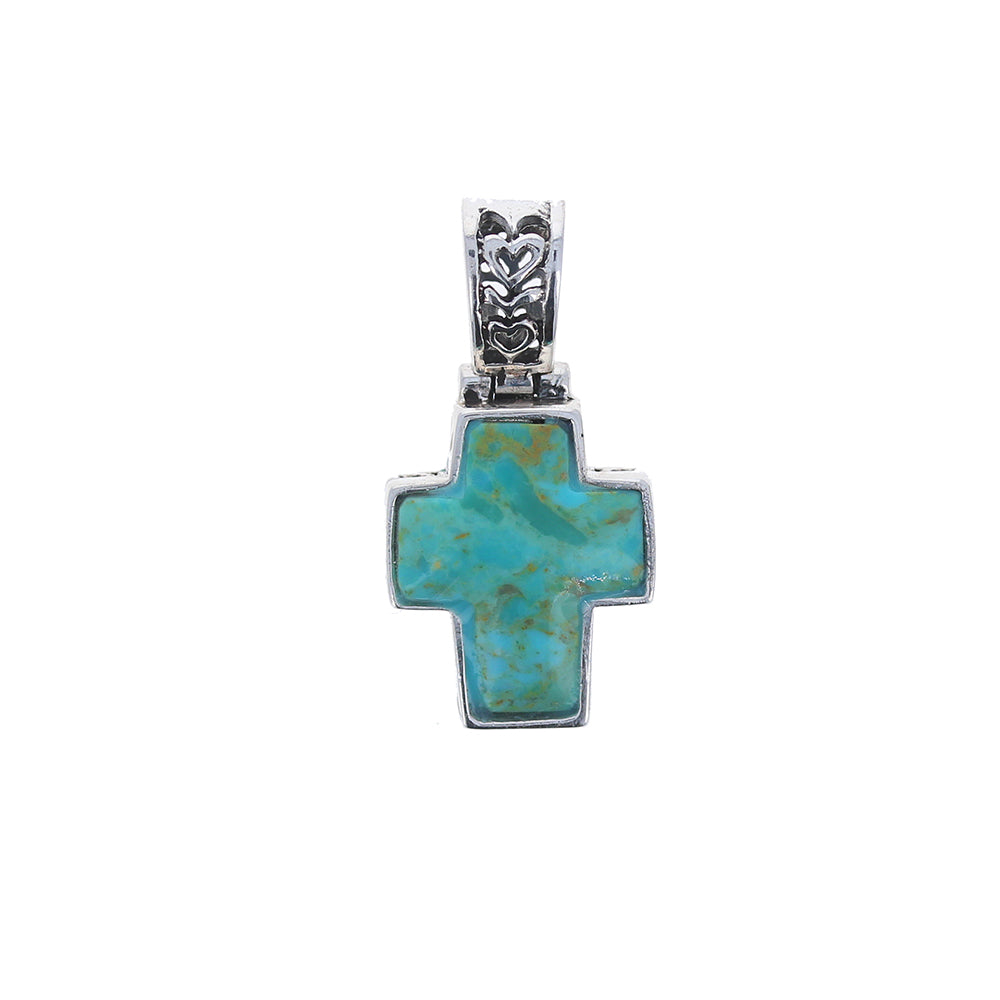 Sterling Silver Turquoise Reversible Cross Pendant Sterling Silver Turquoise Reversible Cross Pendant