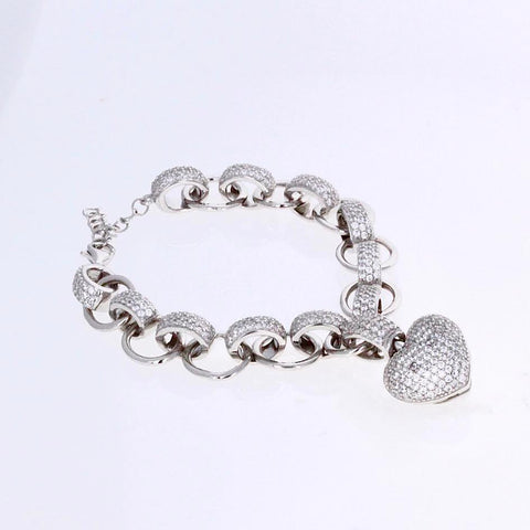 SS Fancy Pave Heart Bracelet