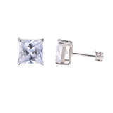 Princess Cut Clear CZ Stud Earrings
