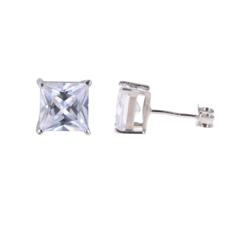 Princess Cut Clear CZ Stud Earrings