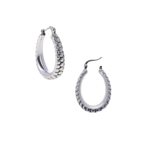 Antiqued Beaded Oval Hoops