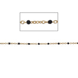 14kt GF Black Enamel Bead Cable Chain
