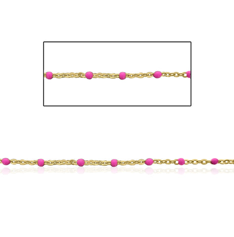 14kt GF Hot Pink Bead Cable Chain