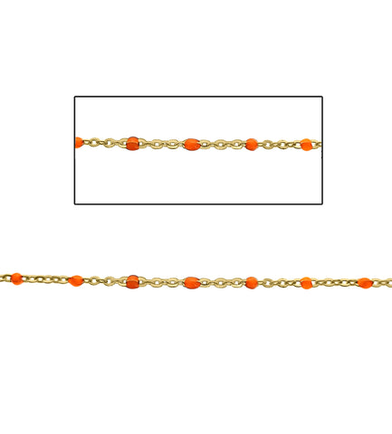 14kt GF Orange Bead Cable Chain