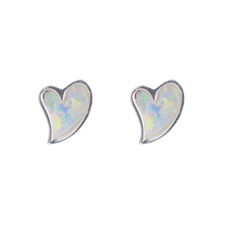 Opal Heart Studs