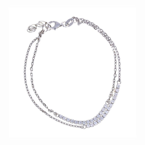 Two-Row CZ Cup Chain Bracelet