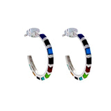 Inlaid Multicolor Stone Hoops