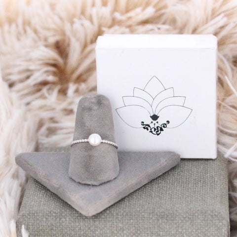 Button Pearl Stacker Ring