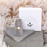 Gold Button Pearl Stacker Ring