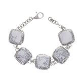 Genuine White Howlite Woven Link Bracelet