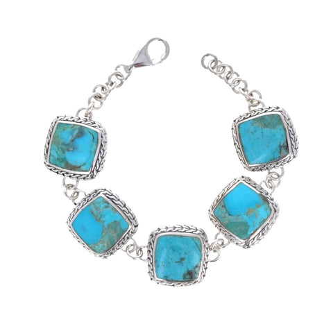 Genuine Turquoise Woven Link Bracelet