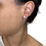 Princess Cut Clear CZ Stud Earrings