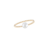 Gold Button Pearl Stacker Ring
