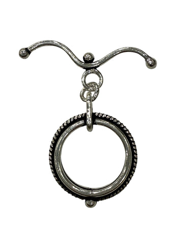 Sterling Silver Oxidized Circle Fancy Toggle