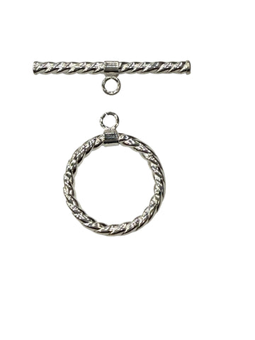Sterling Silver Diamond Cut Hallow Toggle 15mm