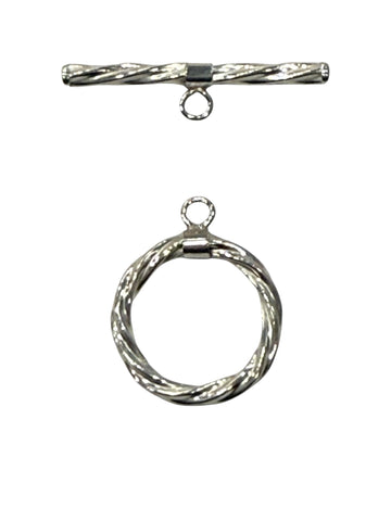Sterling Silver Diamond Hallow Toggle 15mm