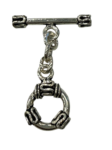 Sterling Silver Oxidized Circle Toggle 12mm
