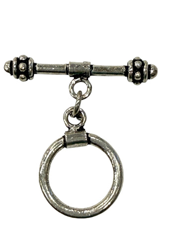 Sterling Silver Toggle with Beaded Bar 17mm