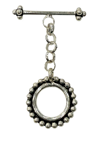 Large Sterling Silver Beaded Toggle 23mm