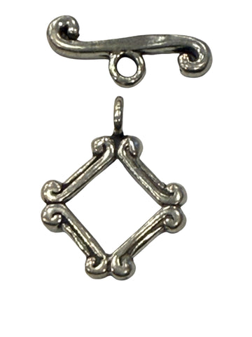 Sterling Silver Oxidized Diamond Toggle 19mm