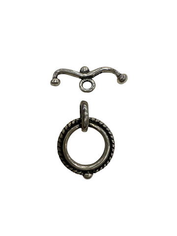 Sterling Silver Oxidized Circle Fancy Toggle 13mm