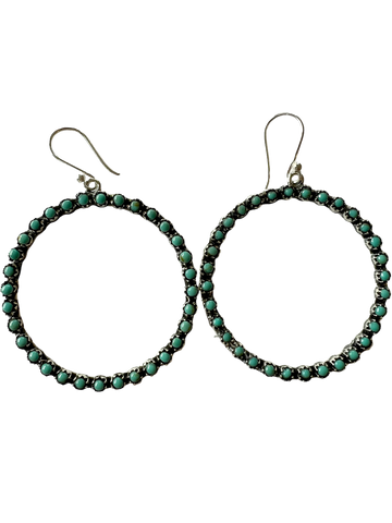 Large Round Turquoise Beaded Dangles