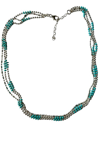 Turquoise Enamel Bead Chain Necklace