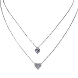 Layered Cubic Zirconia Heart Tiered Necklace