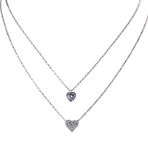 Layered Cubic Zirconia Heart Tiered Necklace