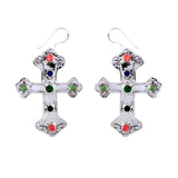 Cross Concho Multicolor Stone Earrings