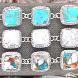 Genuine White Howlite Woven Link Bracelet