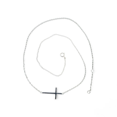 Large Sideways Cross Necklace