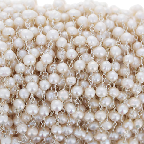 White Pearl String Half-Beads 6mm 36 Yards
