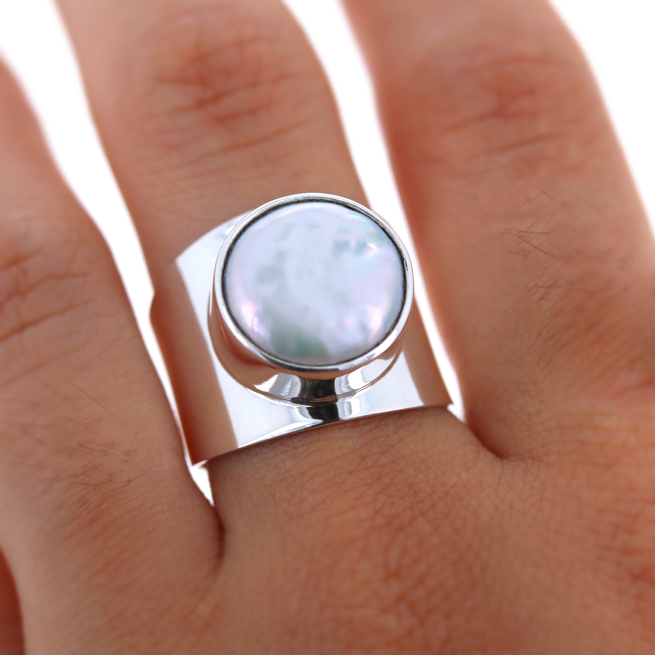 Genuine Coin Pearl Ring – Mayas Gems