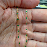 14kt GF Emerald Green Bead Chain