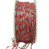 SS Red Enamel Bead Chain