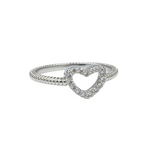 Brilliant CZ Heart Silouhette Ring