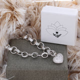 SS Fancy Pave Heart Bracelet