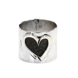Vintage Hammered Heart Outline Ring