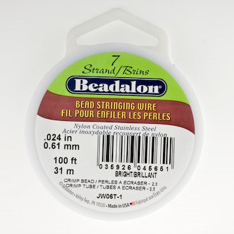 Beading, Wire, Nylon Coated, Stainless Steel, 7 Strand, .024 Bright 300 Feet