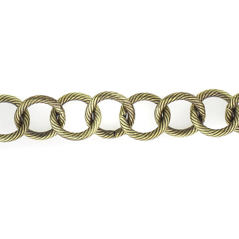 Antiqued Brass Twisted 10mm Round Link Chain