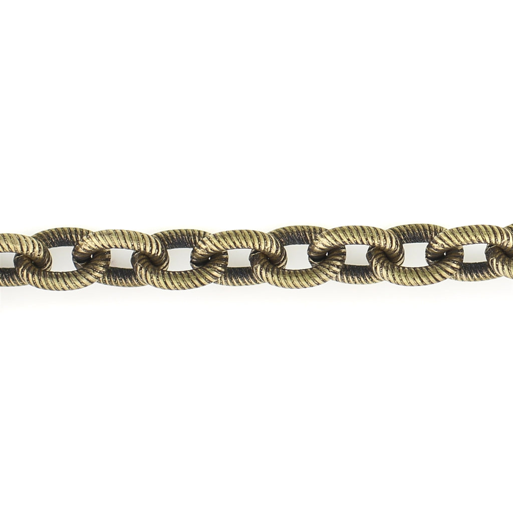 9x7mm Antiqued Brass Twisted Oval Cable Chain
