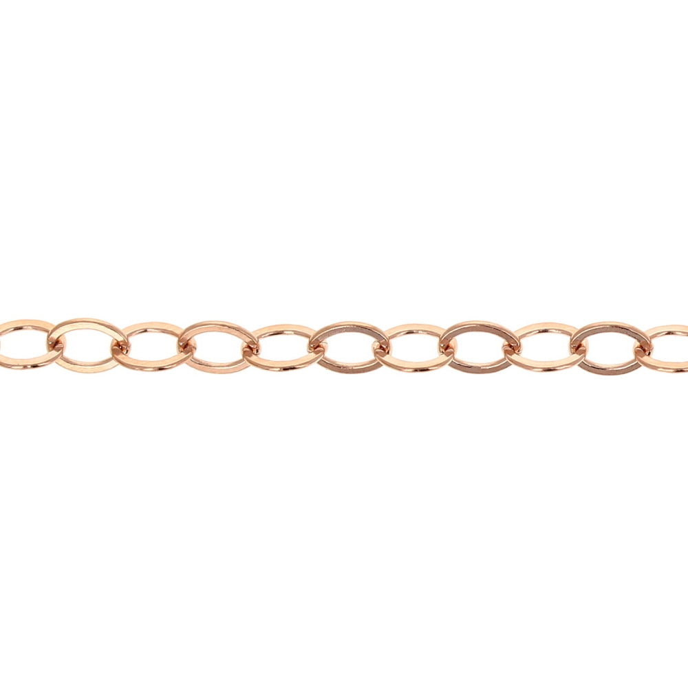3x5mm Rose Gold Plated Flat Oval Cable Chain